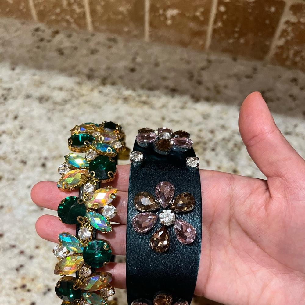 A set of two head bands jeweled perfect for women or young girl.